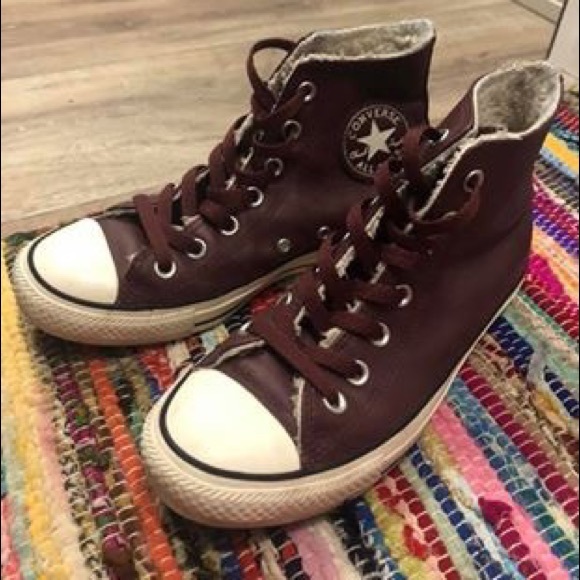maroon leather converse